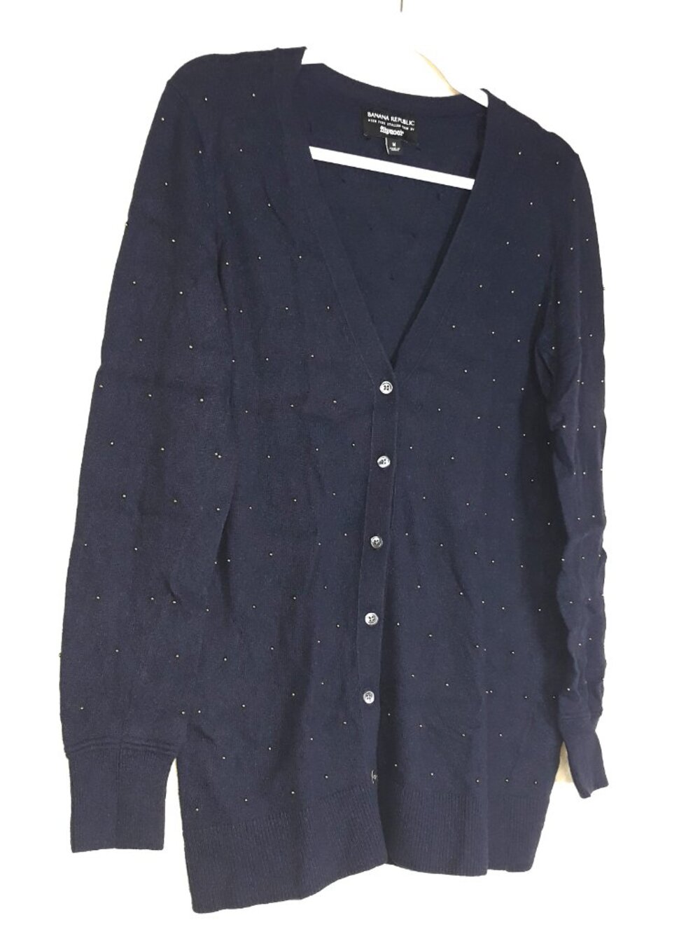 Banana Republic Filpucci Cardigan Merino Wool Cashmere All Over Gold Beaded - Picture 4 of 8